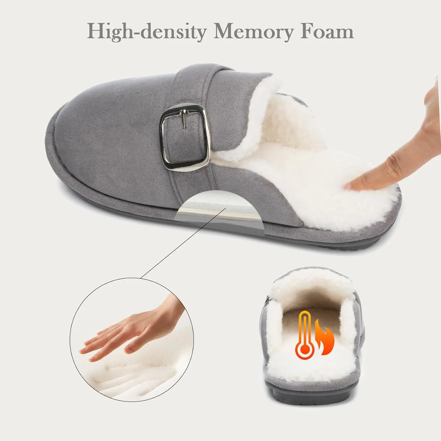 Fuzzy Slippers for Women with Memory Foam Warm Winter Suede House Slippers Shoes Indoor Outdoor Gifts For Women Faux Fur Anti-Skid