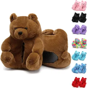 Fuzzy Women's Indoor Cozy Slippers,Cute Teddy Bear Slippers Trendy Funny Animal Slippers,Fun Birthday Gifts House Slippers Fluffy Soft Comfy Slippers for Women Mom Teen Girls Men