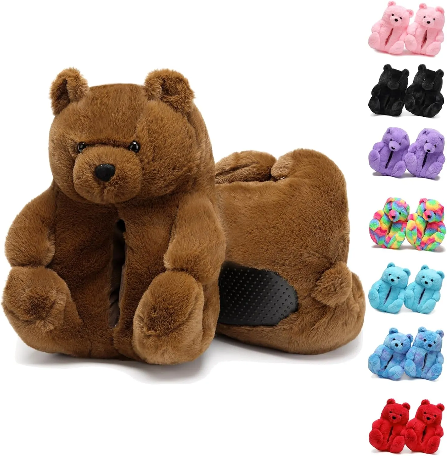 Fuzzy Women's Indoor Cozy Slippers,Cute Teddy Bear Slippers Trendy Funny Animal Slippers,Fun Birthday Gifts House Slippers Fluffy Soft Comfy Slippers for Women Mom Teen Girls Men