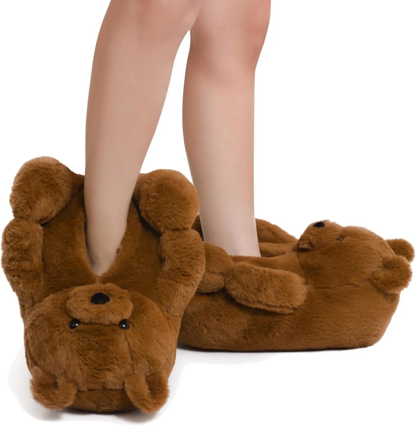 Fuzzy Women's Indoor Cozy Slippers,Cute Teddy Bear Slippers Trendy Funny Animal Slippers,Fun Birthday Gifts House Slippers Fluffy Soft Comfy Slippers for Women Mom Teen Girls Men