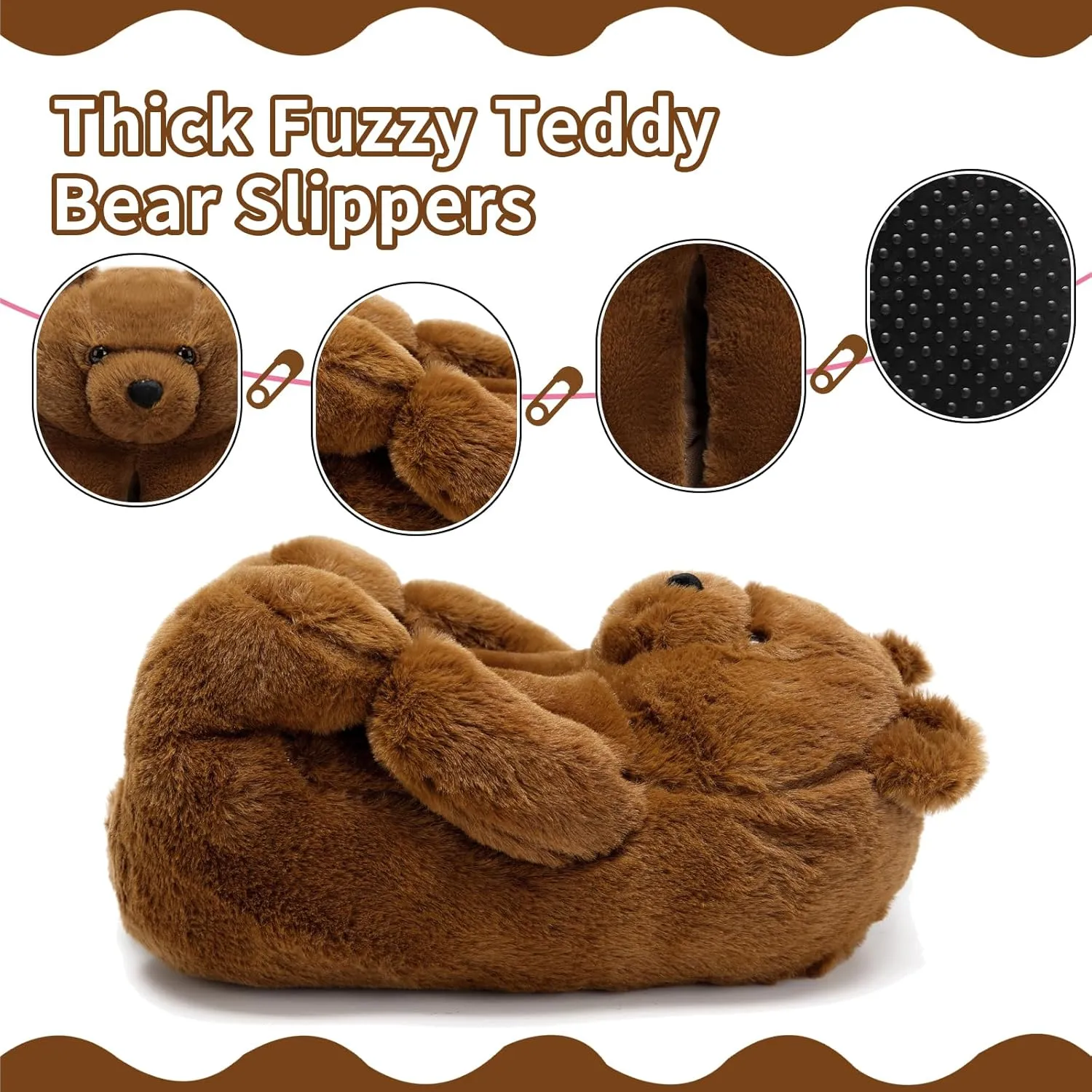 Fuzzy Women's Indoor Cozy Slippers,Cute Teddy Bear Slippers Trendy Funny Animal Slippers,Fun Birthday Gifts House Slippers Fluffy Soft Comfy Slippers for Women Mom Teen Girls Men