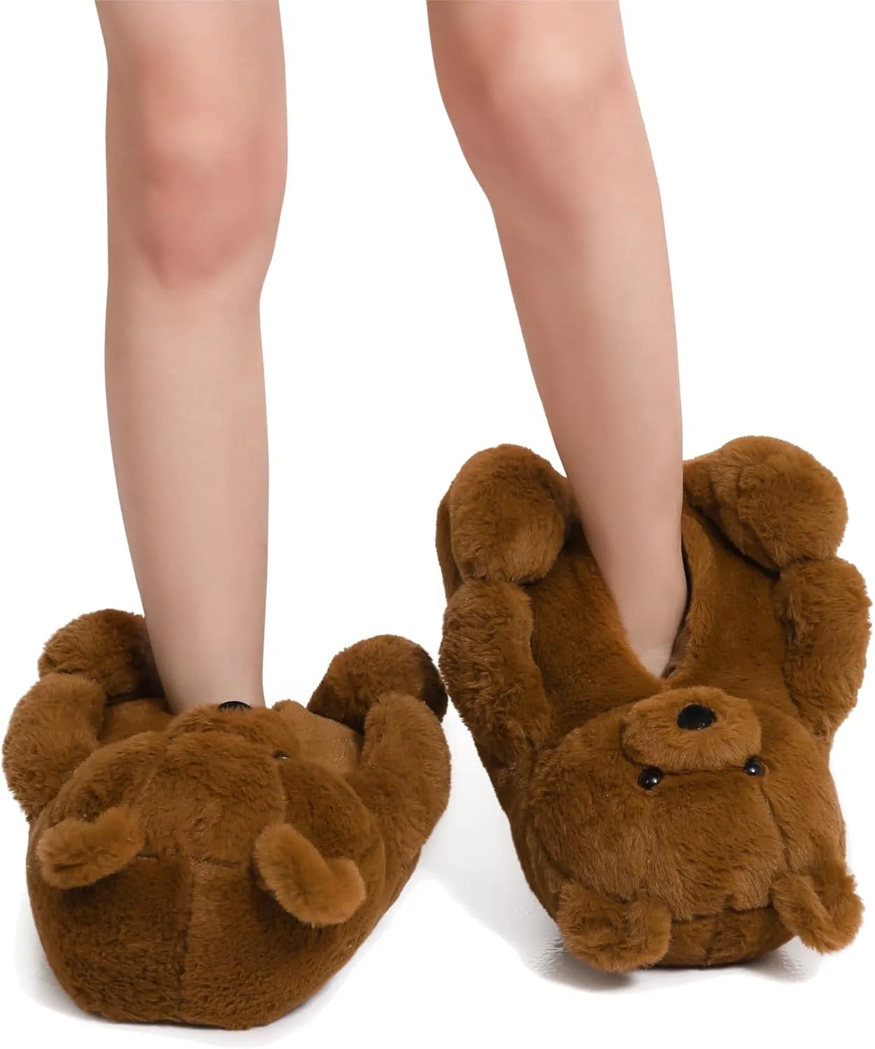 Fuzzy Women's Indoor Cozy Slippers,Cute Teddy Bear Slippers Trendy Funny Animal Slippers,Fun Birthday Gifts House Slippers Fluffy Soft Comfy Slippers for Women Mom Teen Girls Men