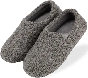 Fuzzy Women's Slippers, Soft Fur-Lined House Shoes Indoor Home Slippers Grey Size L fit US 8-10