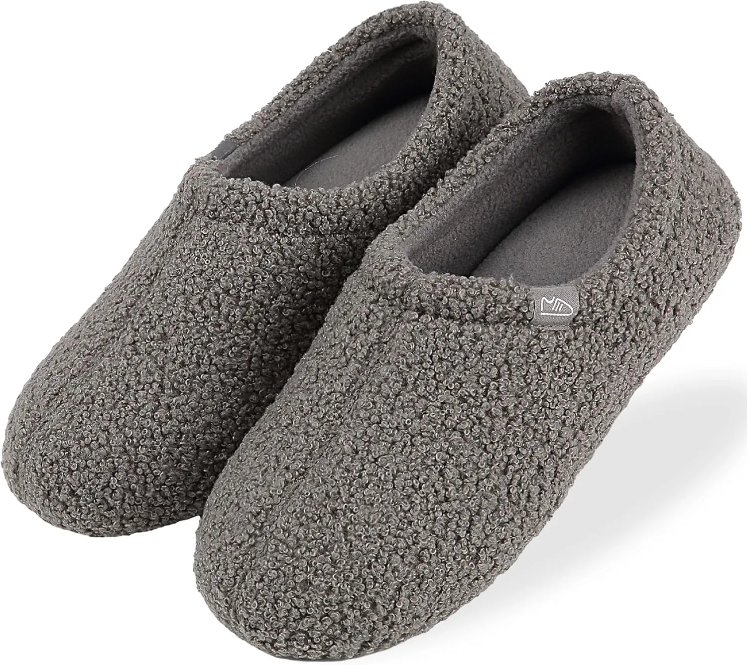 Fuzzy Women's Slippers, Soft Fur-Lined House Shoes Indoor Home Slippers Grey Size L fit US 8-10