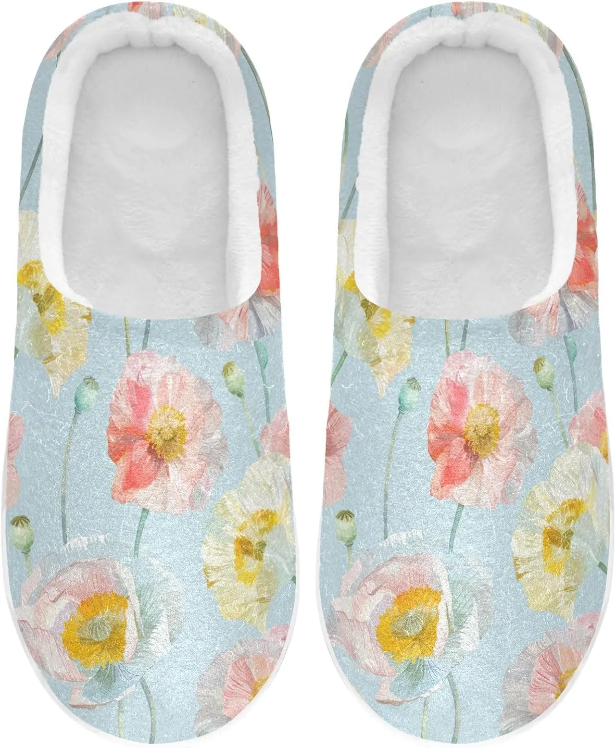 GAIGEO Mens House Slippers Sunny Sunflowers Blue, Memory Foam Warm Slippers for Women, Soft Comfort for Home or Outdoor Use