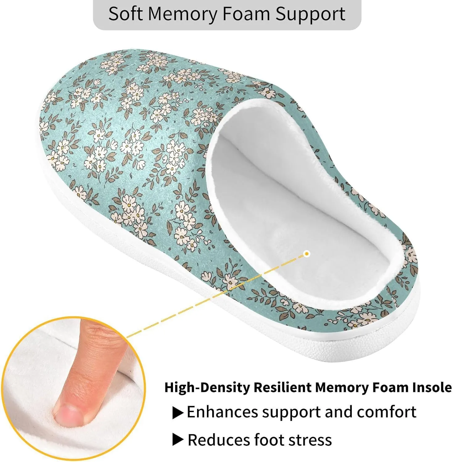 GAIGEO Mens House Slippers Sunny Sunflowers Blue, Memory Foam Warm Slippers for Women, Soft Comfort for Home or Outdoor Use
