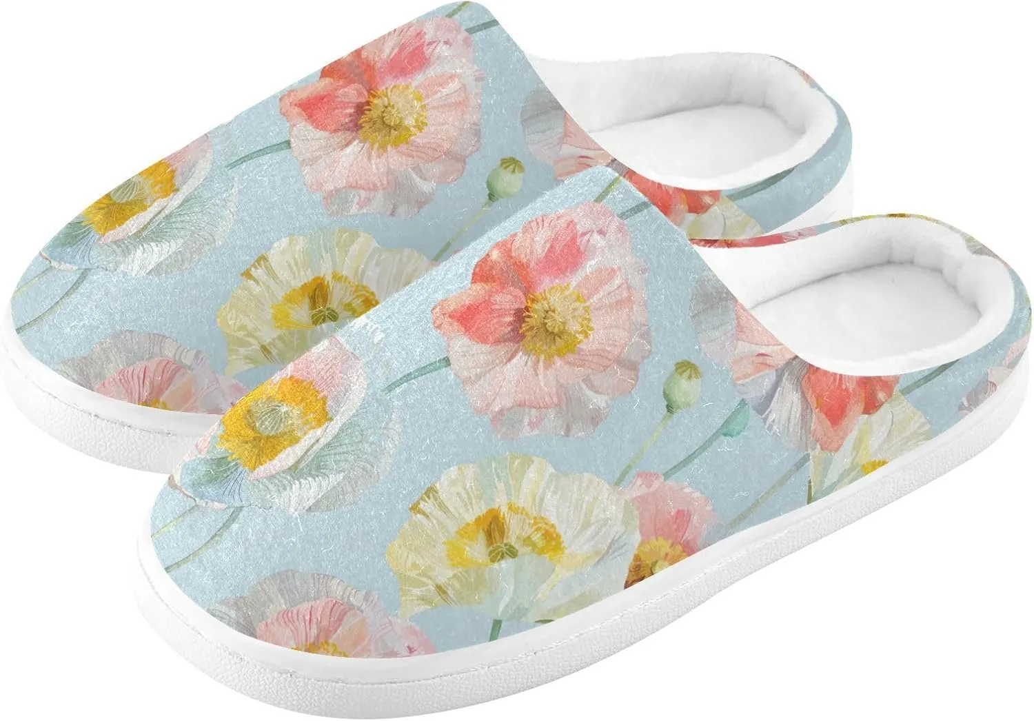 GAIGEO Mens House Slippers Sunny Sunflowers Blue, Memory Foam Warm Slippers for Women, Soft Comfort for Home or Outdoor Use