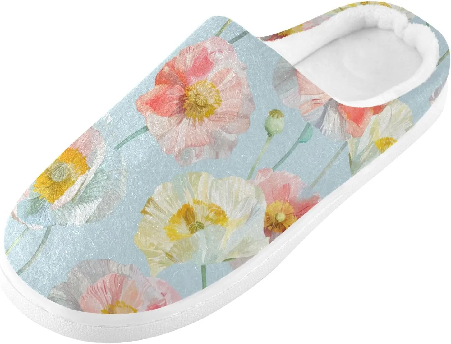 GAIGEO Mens House Slippers Sunny Sunflowers Blue, Memory Foam Warm Slippers for Women, Soft Comfort for Home or Outdoor Use