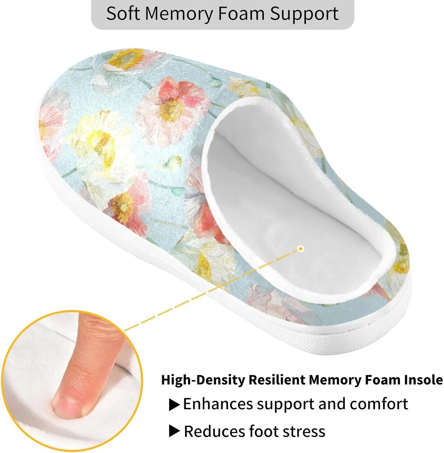GAIGEO Mens House Slippers Sunny Sunflowers Blue, Memory Foam Warm Slippers for Women, Soft Comfort for Home or Outdoor Use
