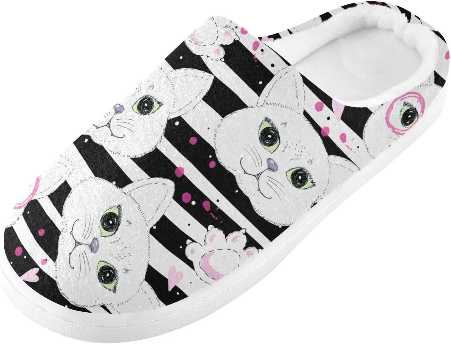GAIGEO Slippers Men Cute Striped Cat, Soft House Slippers with Memory Foam, Lightweight Non-Slip