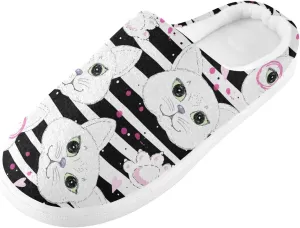 GAIGEO Slippers Men Cute Striped Cat, Soft House Slippers with Memory Foam, Lightweight Non-Slip