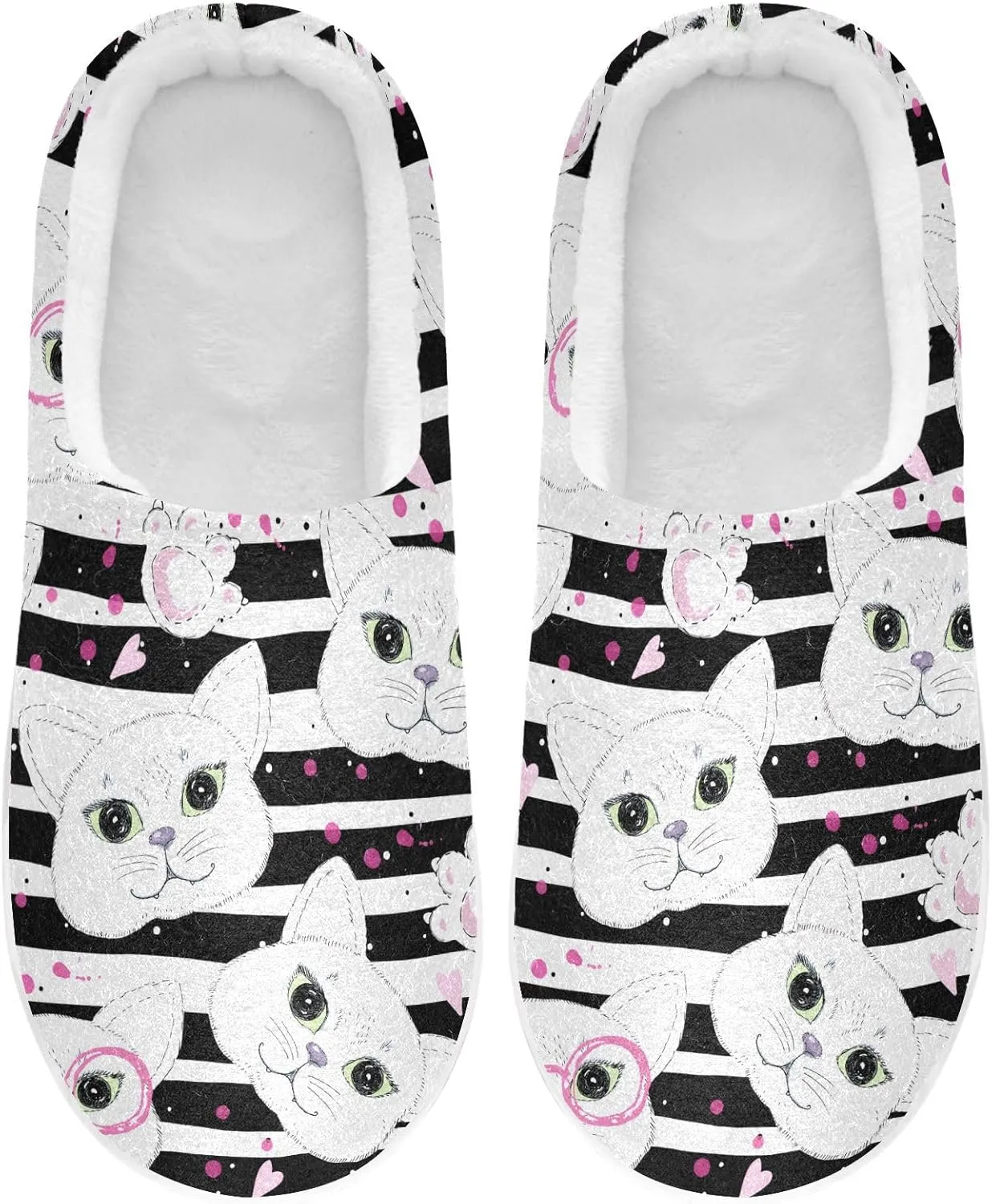GAIGEO Slippers Men Cute Striped Cat, Soft House Slippers with Memory Foam, Lightweight Non-Slip