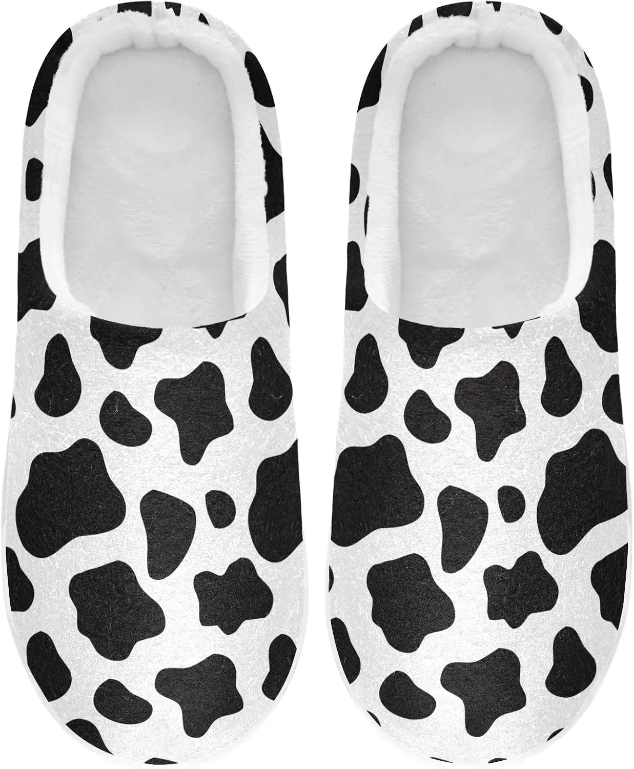 GAIGEO Slippers Women Doodle Cow Black White, Memory Foam Winter Shoes for Women, Soft Comfort for Home or Outdoor Use