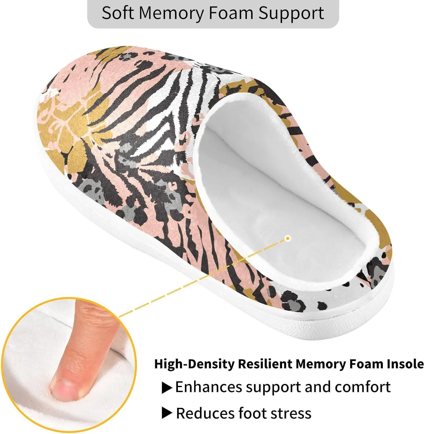 GAIGEO Slippers Women Doodle Cow Black White, Memory Foam Winter Shoes for Women, Soft Comfort for Home or Outdoor Use