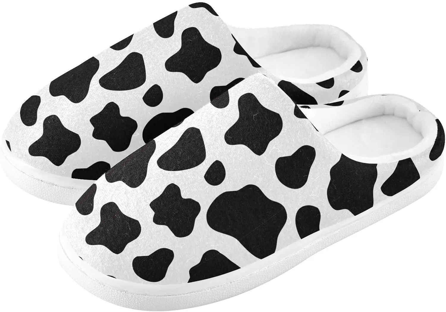 GAIGEO Slippers Women Doodle Cow Black White, Memory Foam Winter Shoes for Women, Soft Comfort for Home or Outdoor Use
