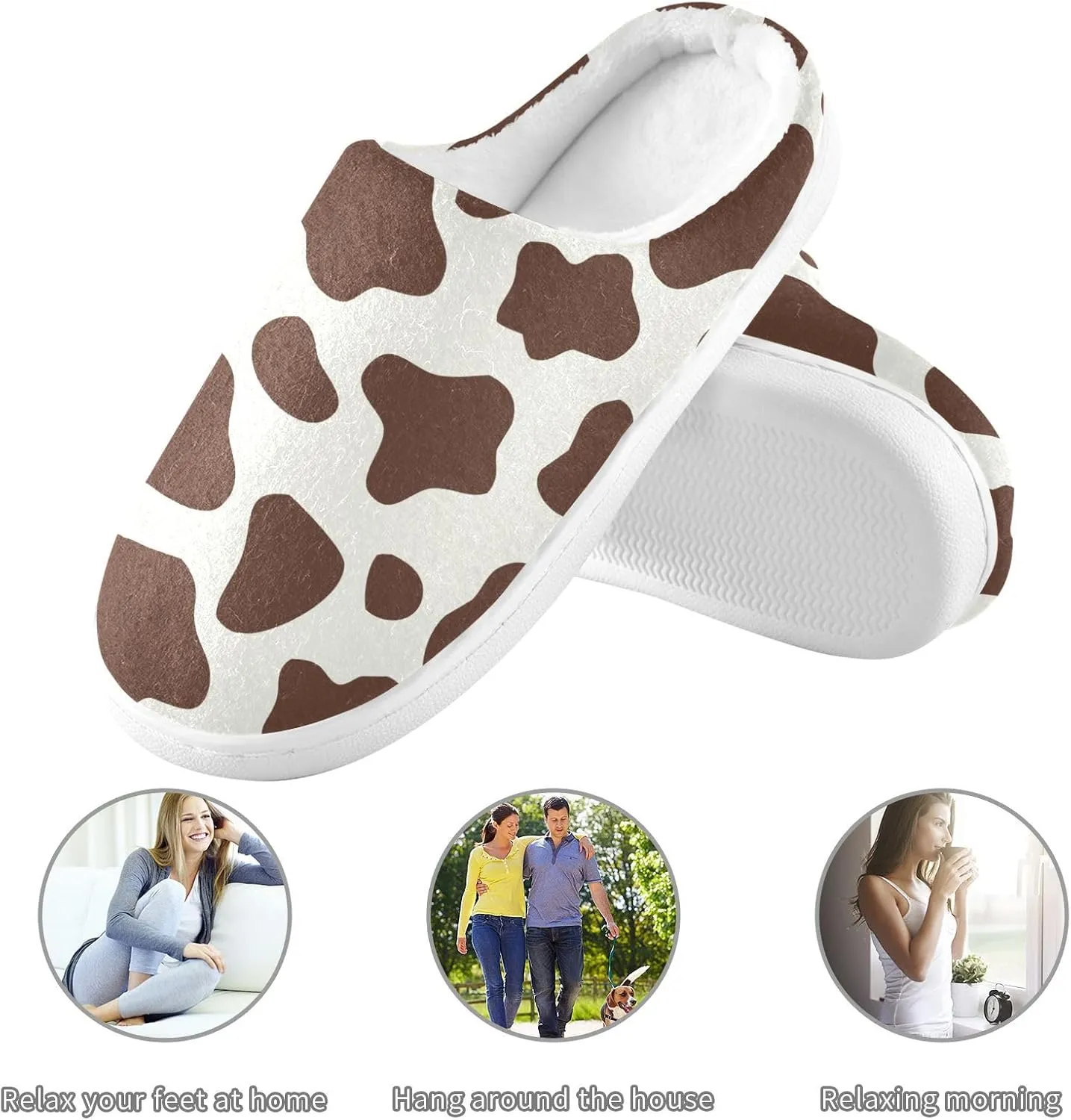 GAIGEO Slippers Women Doodle Cow Black White, Memory Foam Winter Shoes for Women, Soft Comfort for Home or Outdoor Use