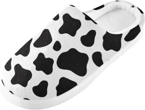 GAIGEO Slippers Women Doodle Cow Black White, Memory Foam Winter Shoes for Women, Soft Comfort for Home or Outdoor Use