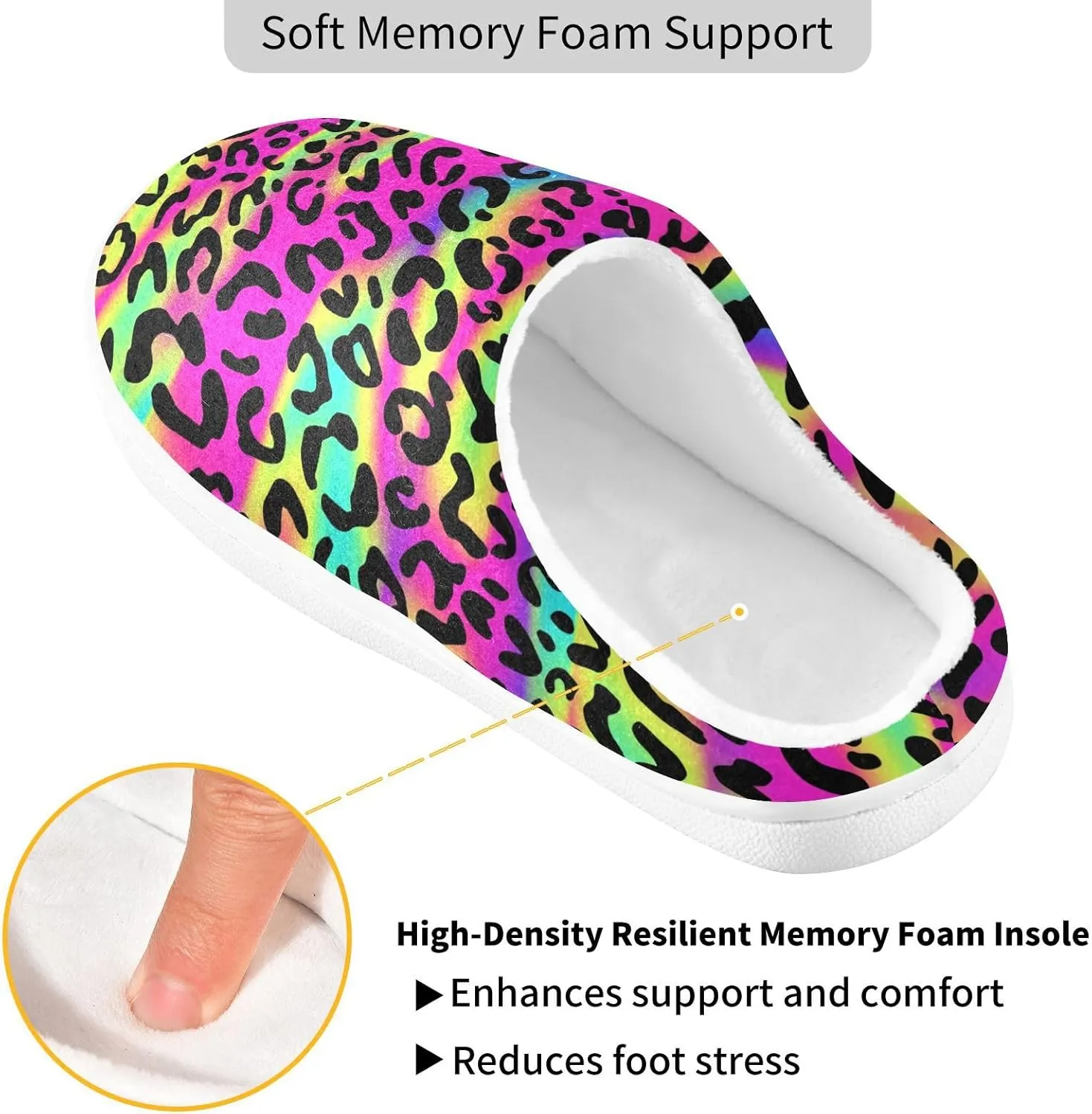 GAIGEO Slippers Women Doodle Cow Black White, Memory Foam Winter Shoes for Women, Soft Comfort for Home or Outdoor Use