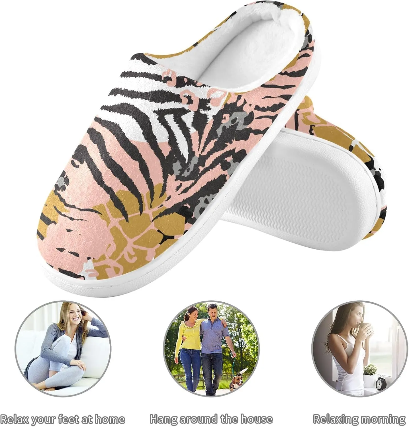 GAIGEO Slippers Women Doodle Cow Black White, Memory Foam Winter Shoes for Women, Soft Comfort for Home or Outdoor Use