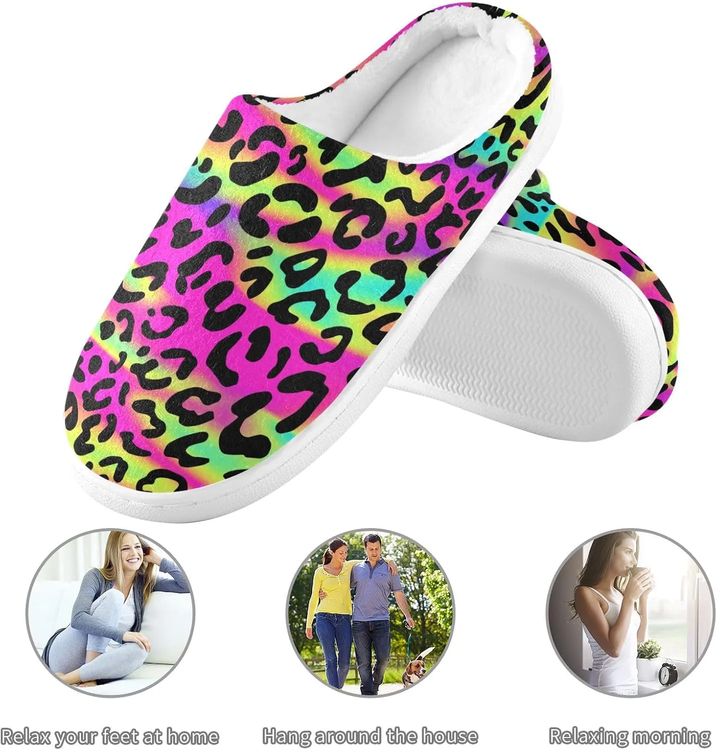 GAIGEO Slippers Women Doodle Cow Black White, Memory Foam Winter Shoes for Women, Soft Comfort for Home or Outdoor Use