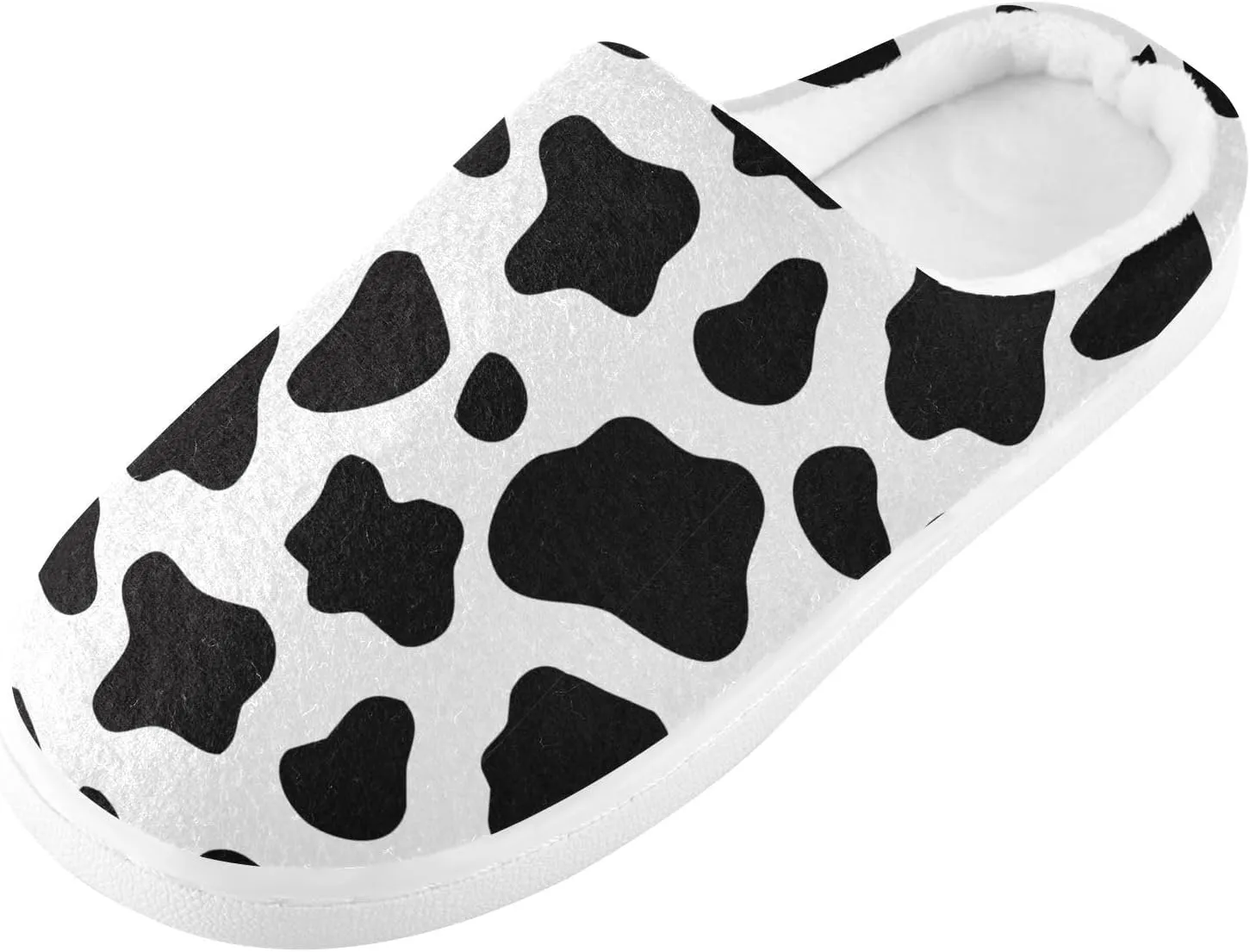 GAIGEO Slippers Women Doodle Cow Black White, Memory Foam Winter Shoes for Women, Soft Comfort for Home or Outdoor Use