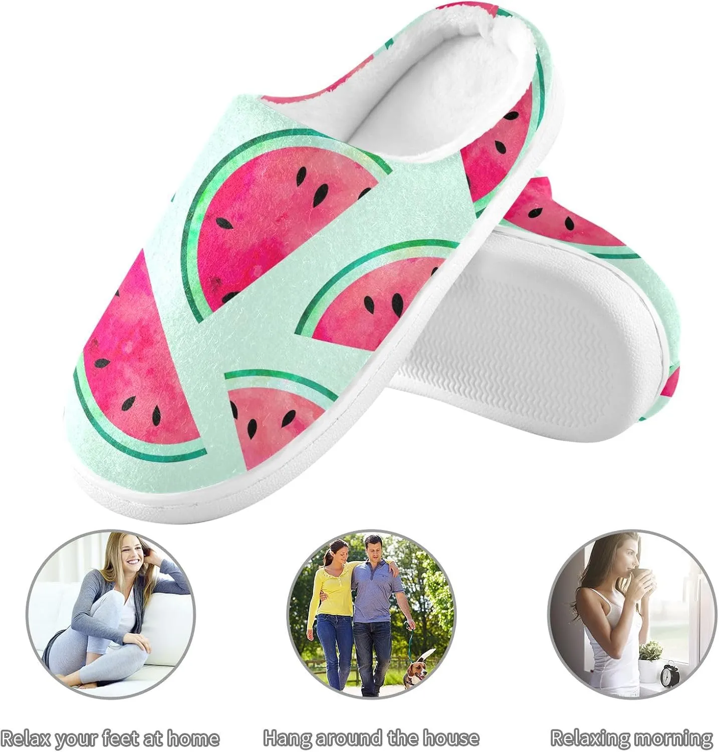 GAIGEO Slippers Women Tropical Fruits Watermelon, Warm Slippers for Women for Indoor/Outdoor, Ideal for Winter