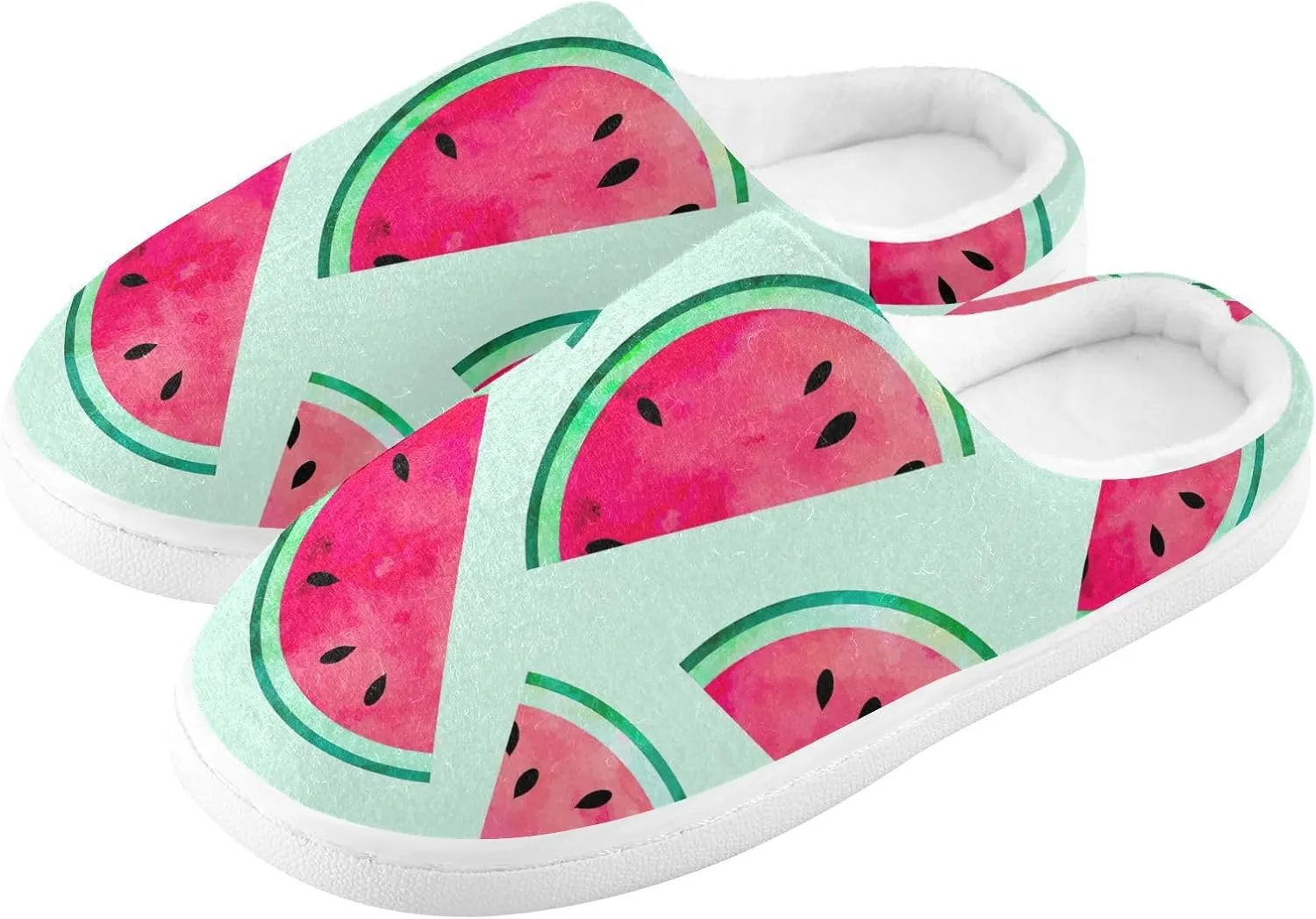 GAIGEO Slippers Women Tropical Fruits Watermelon, Warm Slippers for Women for Indoor/Outdoor, Ideal for Winter