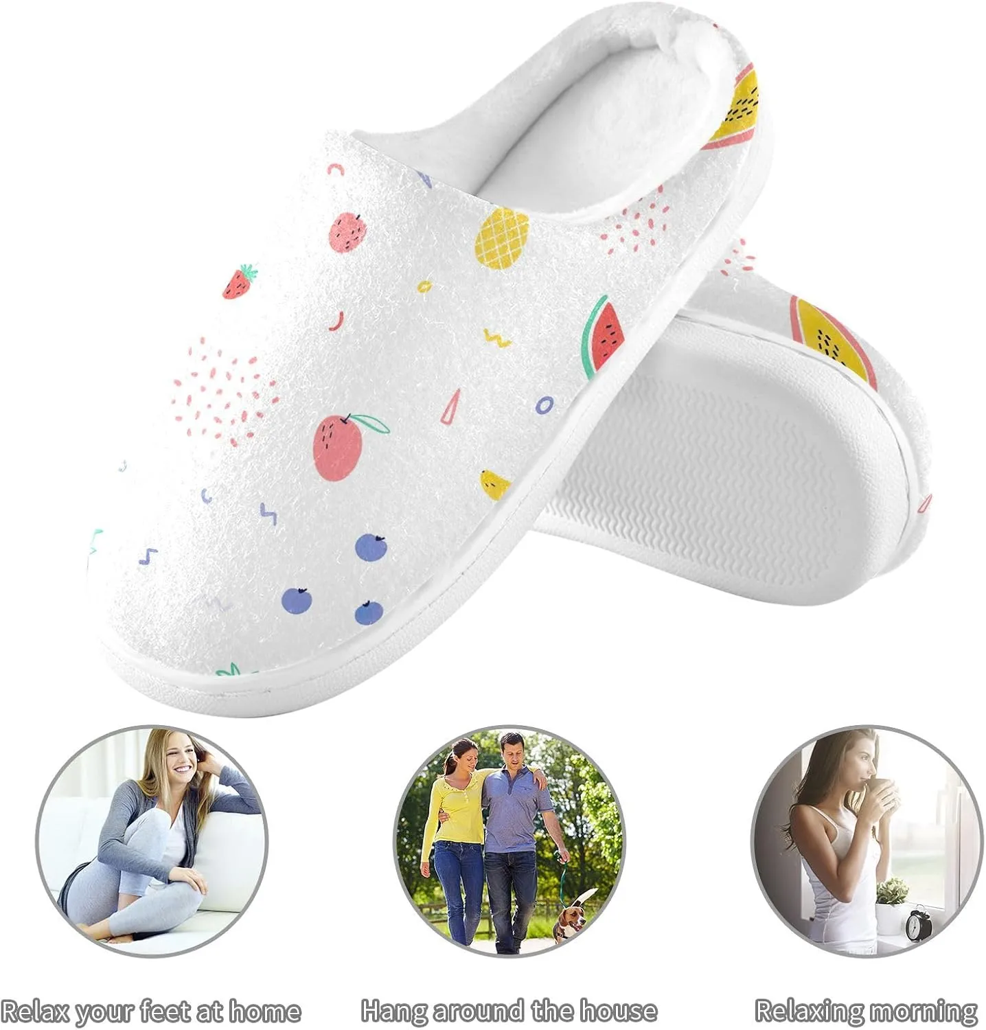 GAIGEO Slippers Women Tropical Fruits Watermelon, Warm Slippers for Women for Indoor/Outdoor, Ideal for Winter