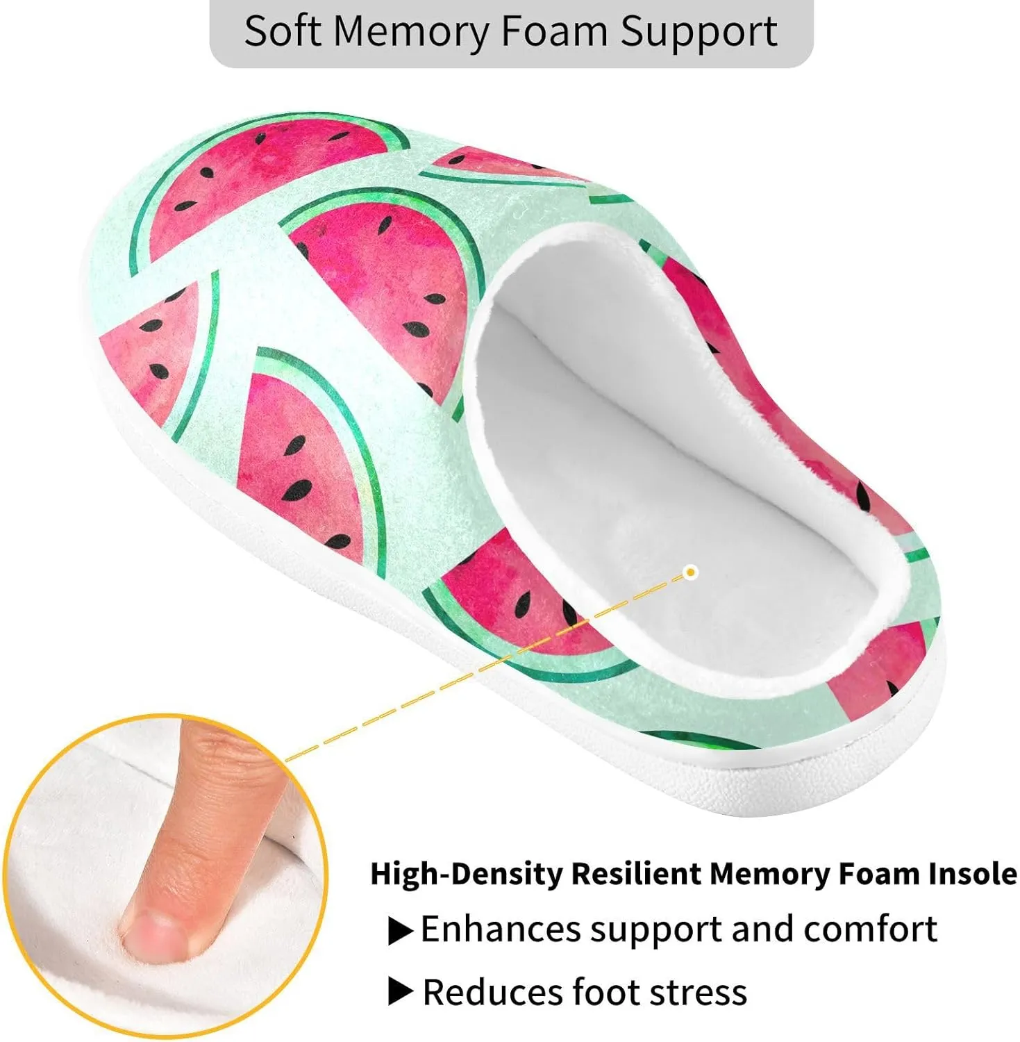 GAIGEO Slippers Women Tropical Fruits Watermelon, Warm Slippers for Women for Indoor/Outdoor, Ideal for Winter