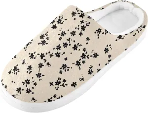 GAIGEO Woman Slippers Sweet Yellow Flower Watercolor, Memory Foam Slippers for Women for Indoor Bedroom, Warm Winter House Shoes