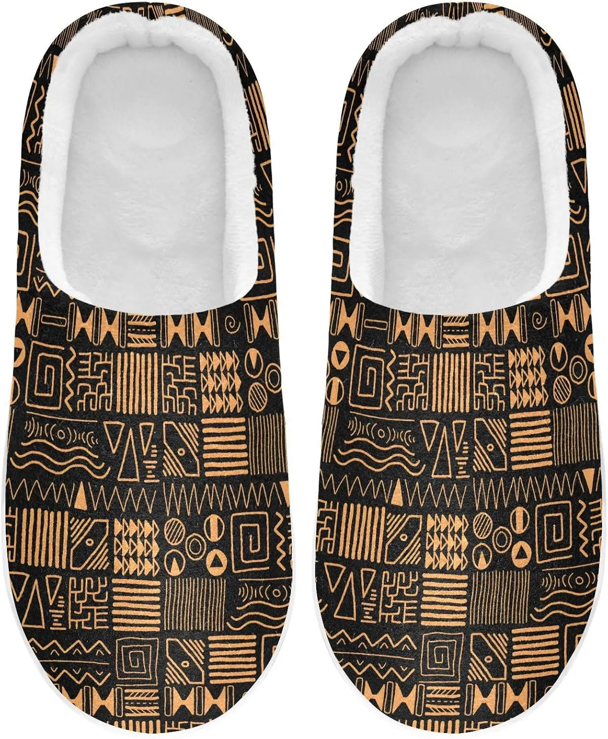 GAIGEO Women Slippers Chic Love Stripe Black White, Memory Foam Slippers Men for Indoor Bedroom, Warm Winter House Shoes
