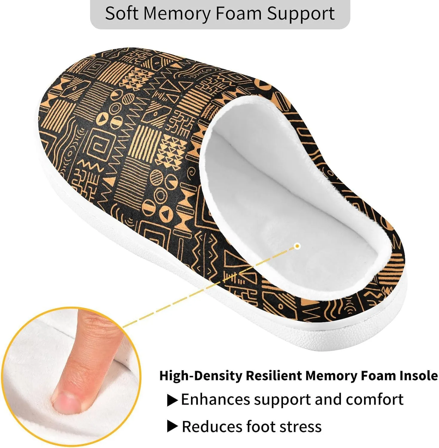 GAIGEO Women Slippers Chic Love Stripe Black White, Memory Foam Slippers Men for Indoor Bedroom, Warm Winter House Shoes