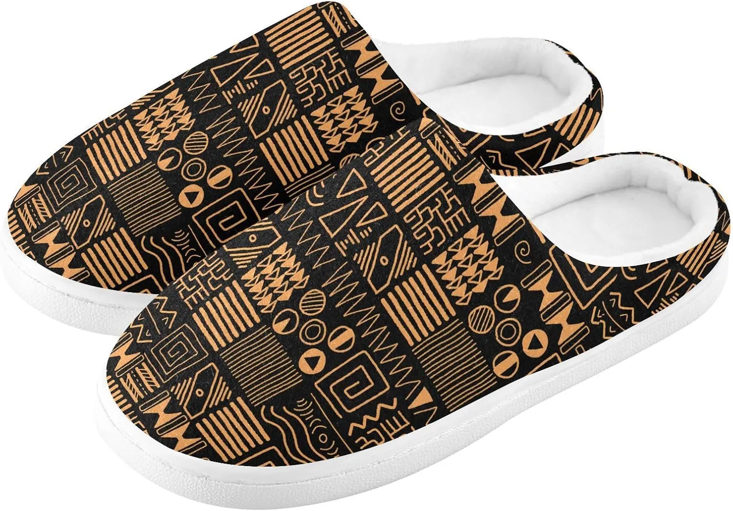 GAIGEO Women Slippers Chic Love Stripe Black White, Memory Foam Slippers Men for Indoor Bedroom, Warm Winter House Shoes