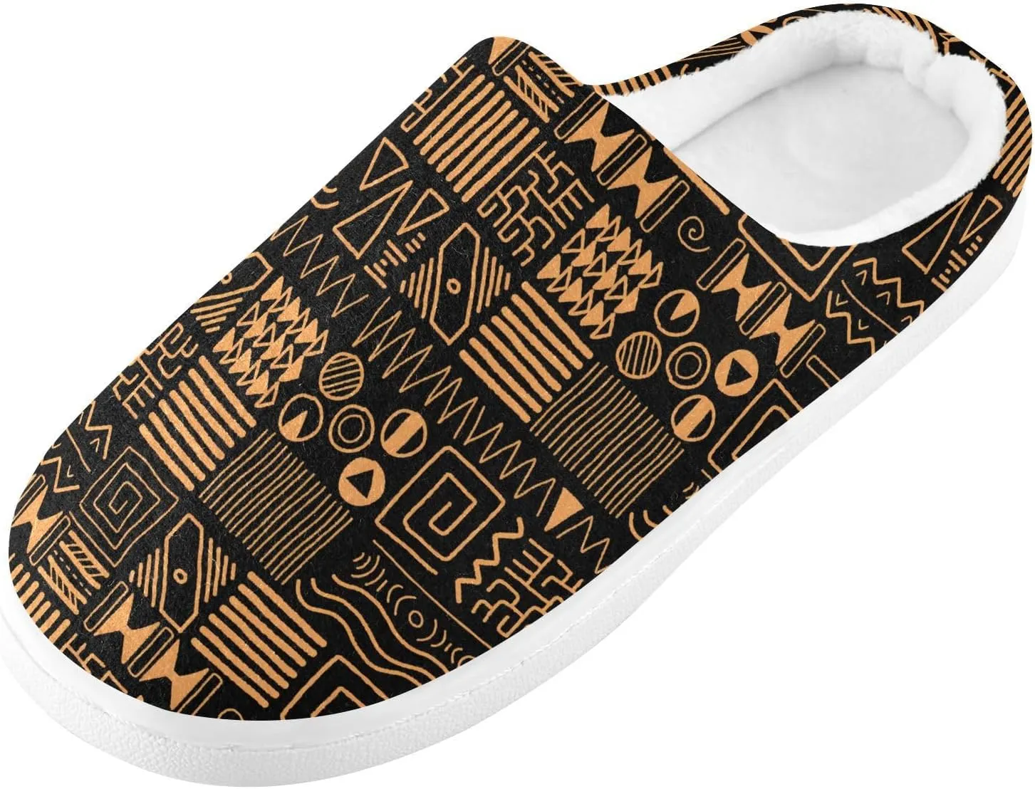 GAIGEO Women Slippers Chic Love Stripe Black White, Memory Foam Slippers Men for Indoor Bedroom, Warm Winter House Shoes