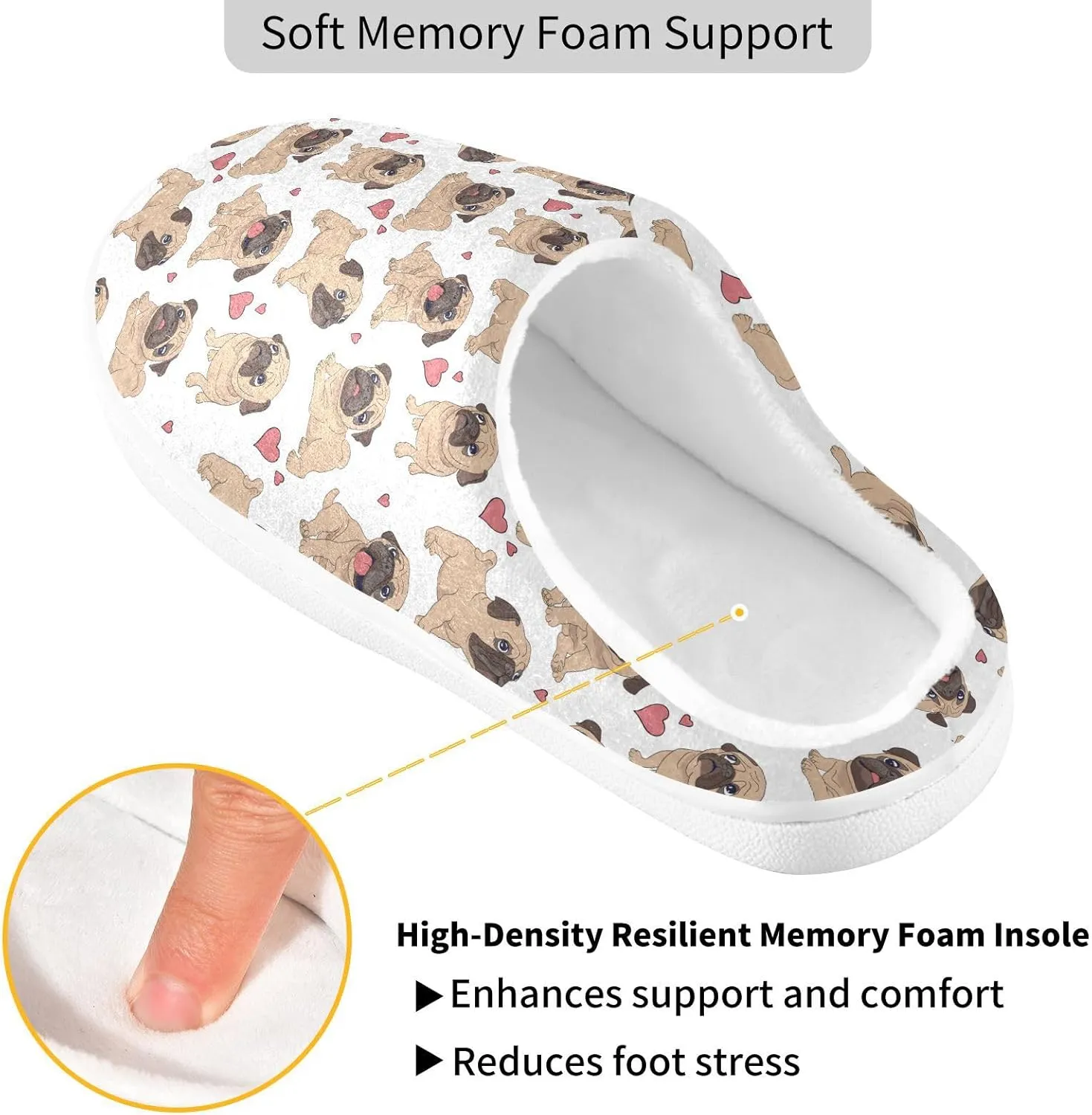 GAIGEO Women Slippers Chic Love Stripe Black White, Memory Foam Slippers Men for Indoor Bedroom, Warm Winter House Shoes