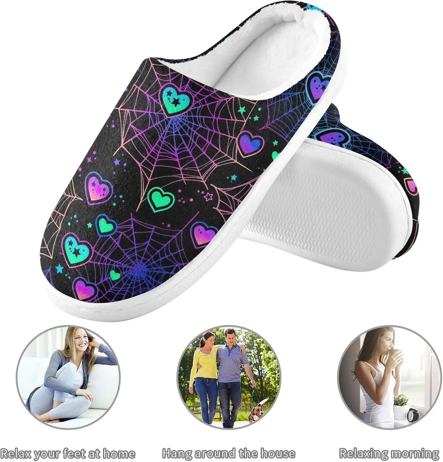 GAIGEO Womens Indoor Slippers Valentine Love White, Warm Ladies Slippers for Indoor/Outdoor, Ideal for Winter