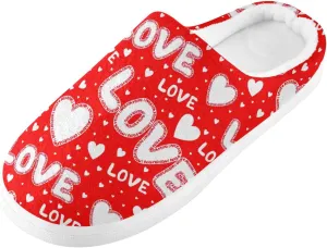 GAIGEO Womens Indoor Slippers Valentine Love White, Warm Ladies Slippers for Indoor/Outdoor, Ideal for Winter