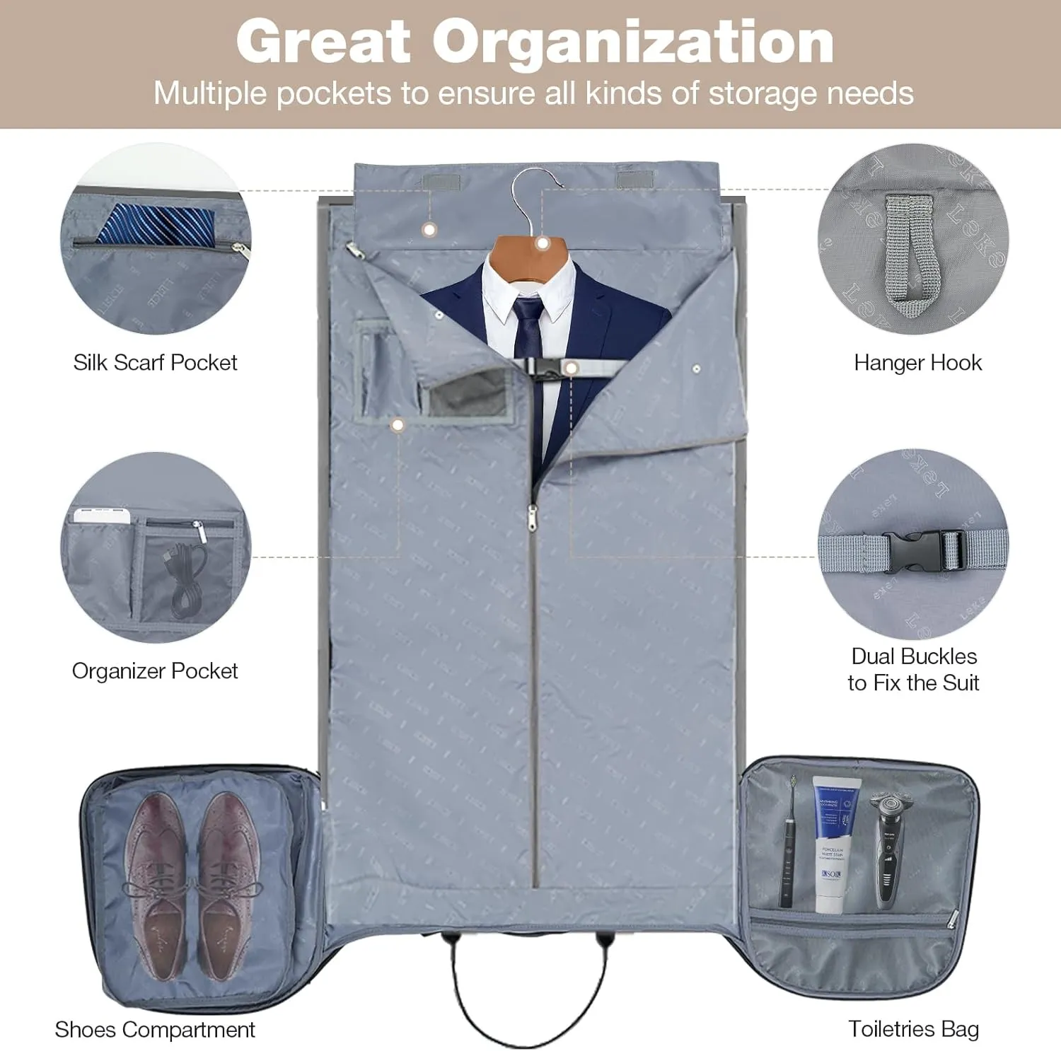 Garment Bags with Wheels, Garment Convertible Weekender Bags, Large Carry On Garment Bags for Travel, Duffle Bag Garment Bag (Army Green, Medium)