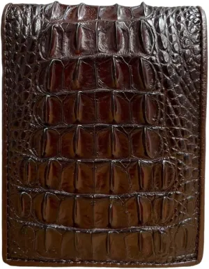 Genuine Alligator Bifold Wallet For Men, Real Crocodile Wallets Men (Brown 1 Side Alligator Hornback SKin)