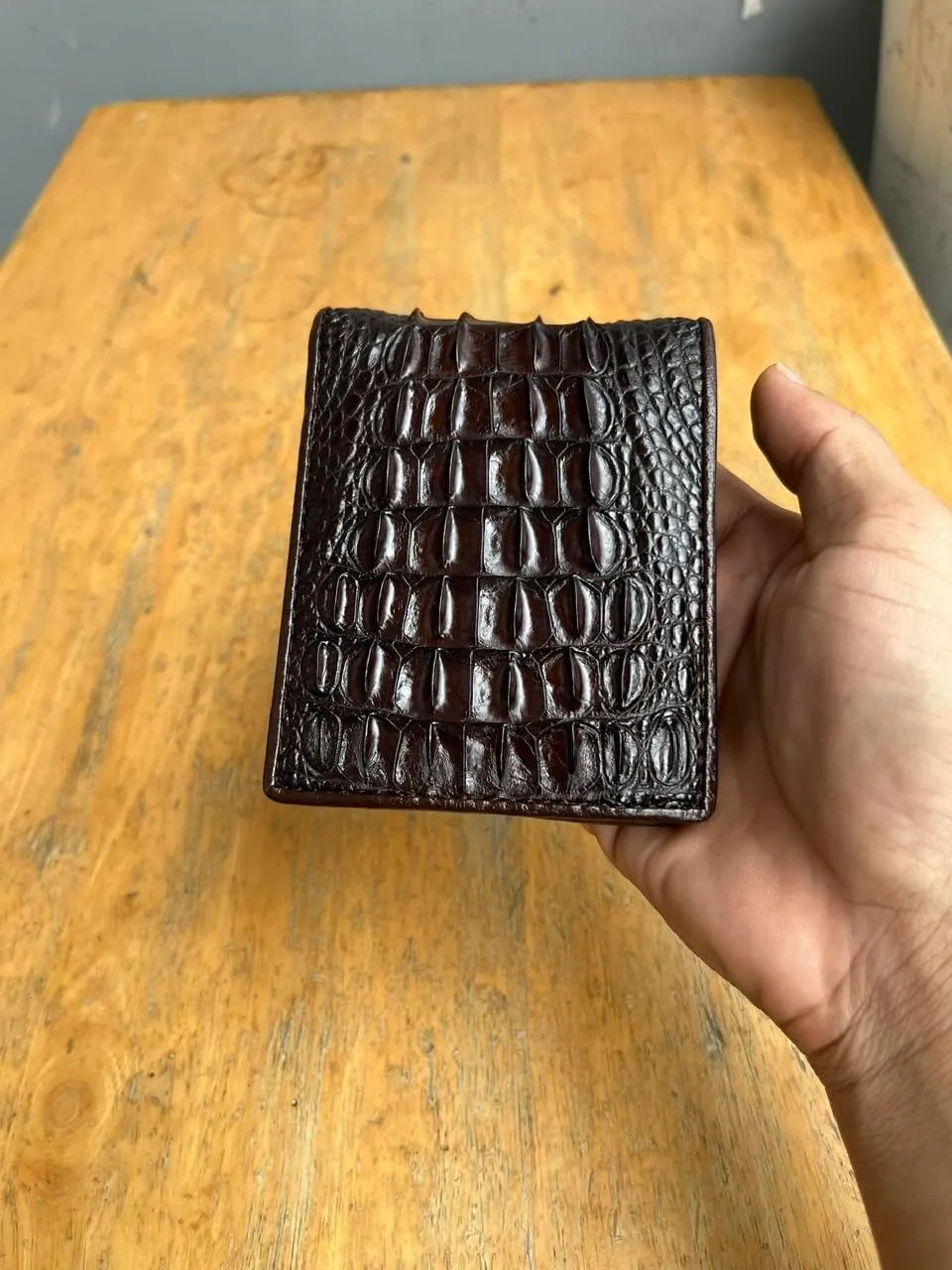 Genuine Alligator Bifold Wallet For Men, Real Crocodile Wallets Men (Brown 1 Side Alligator Hornback SKin)
