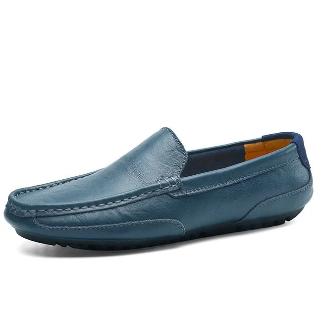 Genuine Leather Men Casual Shoes Brand 2020 Italian Men Loafers Moccasins Breathable Slip on Black Driving Shoes Plus Size 37-47