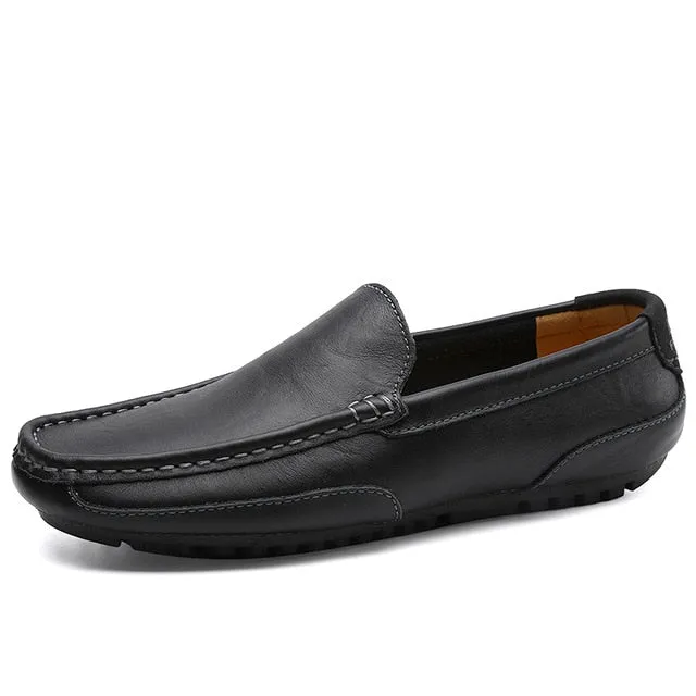 Genuine Leather Men Casual Shoes Brand 2020 Italian Men Loafers Moccasins Breathable Slip on Black Driving Shoes Plus Size 37-47
