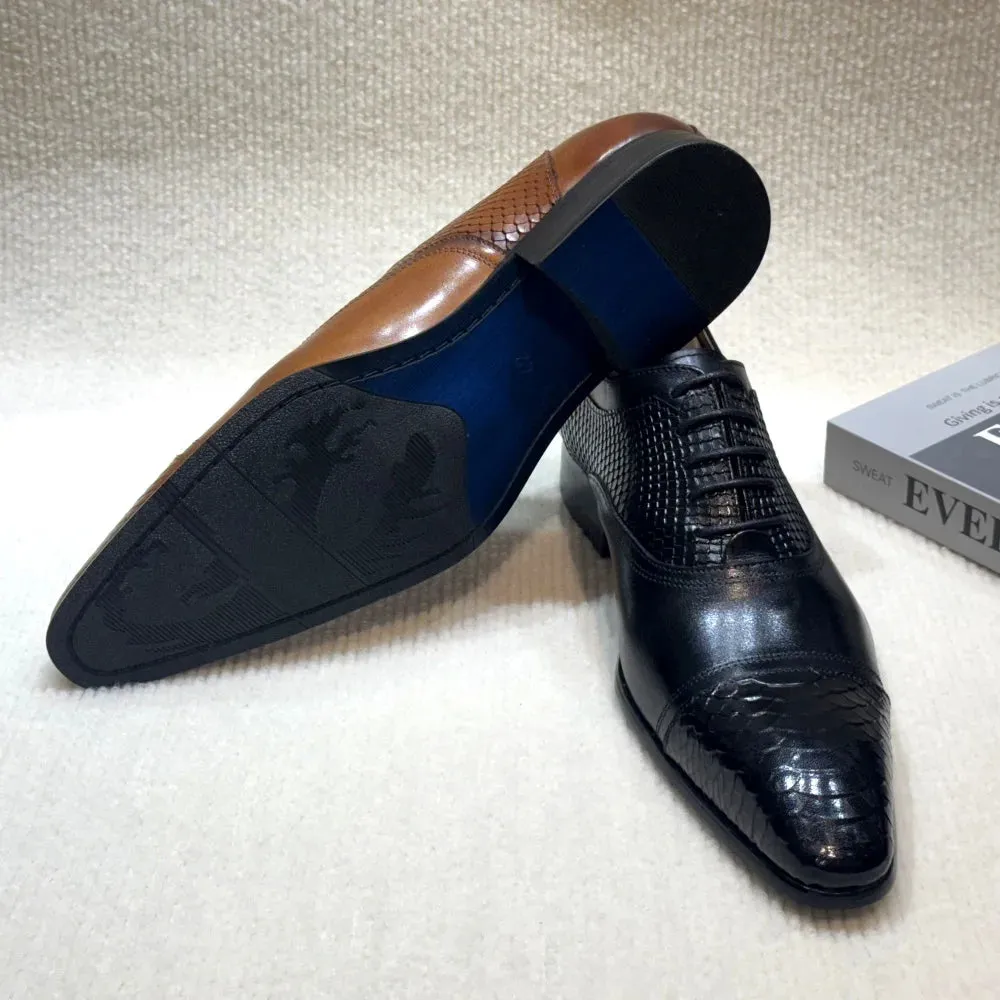 Genuine Leather Pointed-Toe Formal Oxford Shoes