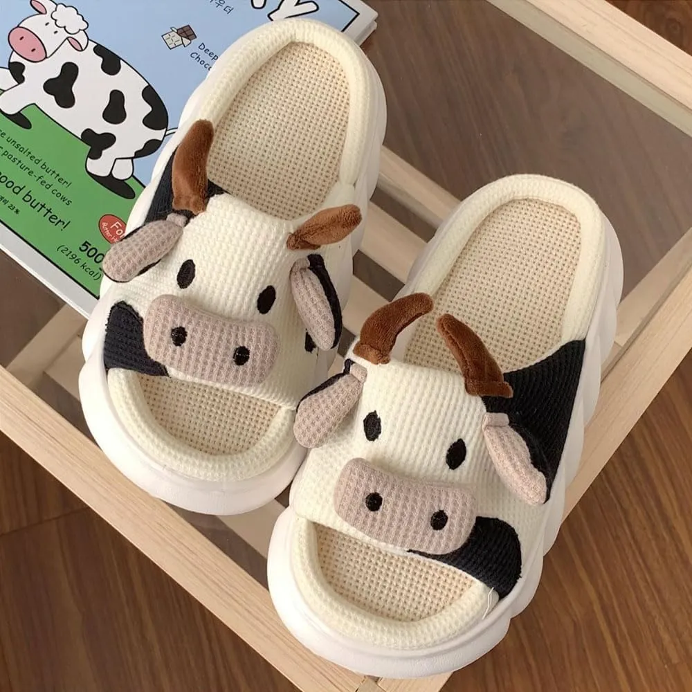 GGOOB Cow Slippers for Women Cute House Slippers Kawaii Slippers Animal Slippers Cute Slides Funny Indoor Slippers