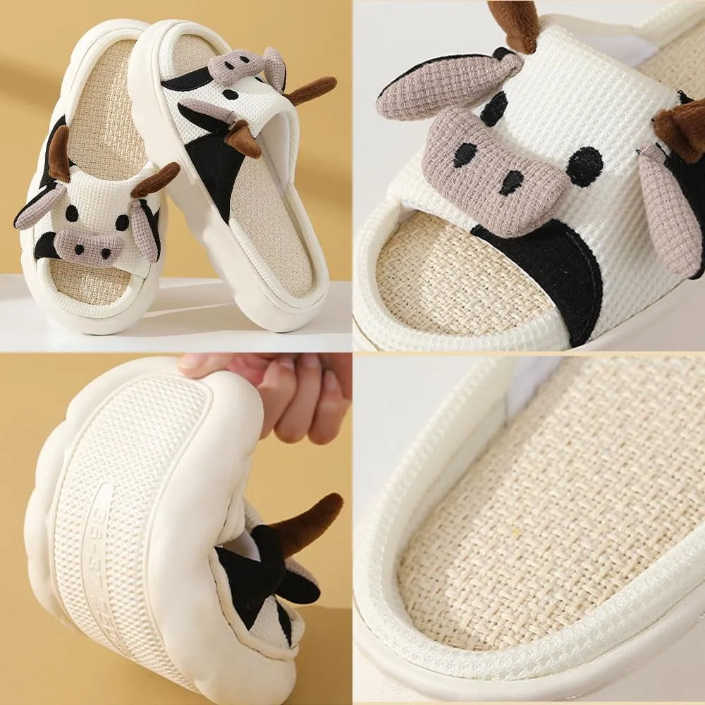 GGOOB Cow Slippers for Women Cute House Slippers Kawaii Slippers Animal Slippers Cute Slides Funny Indoor Slippers