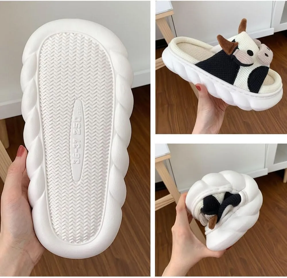 GGOOB Cow Slippers for Women Cute House Slippers Kawaii Slippers Animal Slippers Cute Slides Funny Indoor Slippers