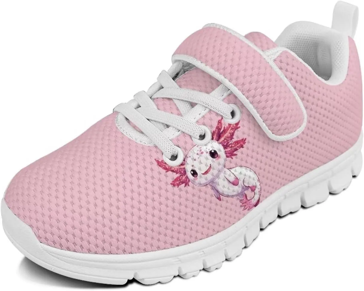 Girls' Athletic Shoes with Hook and Loop Kids Running Shoes for Travel
