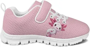 Girls' Athletic Shoes with Hook and Loop Kids Running Shoes for Travel