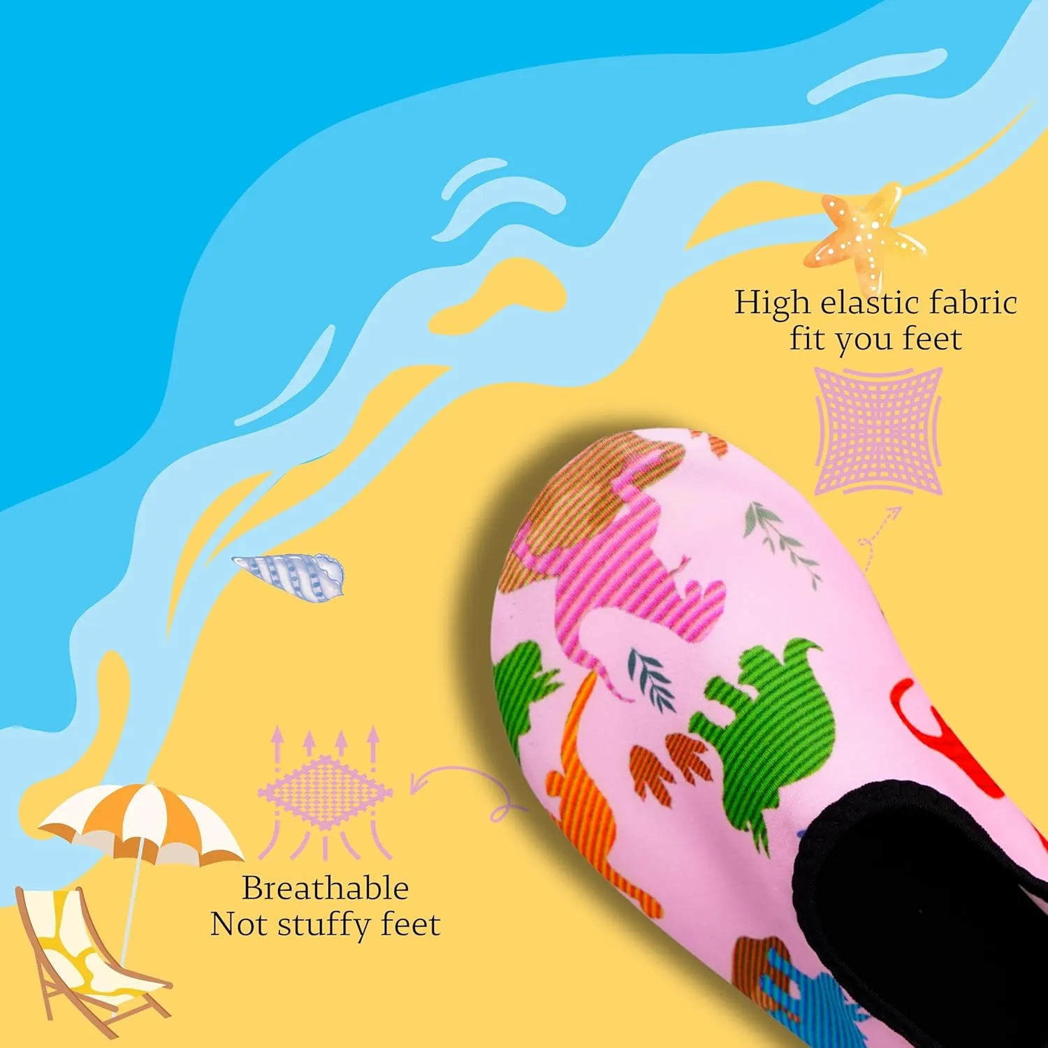 Girls Cartoon Print Quick-Drying Water Shoes for Girls - Non-Slip and Breathable for Swimming, Sports, and Yoga