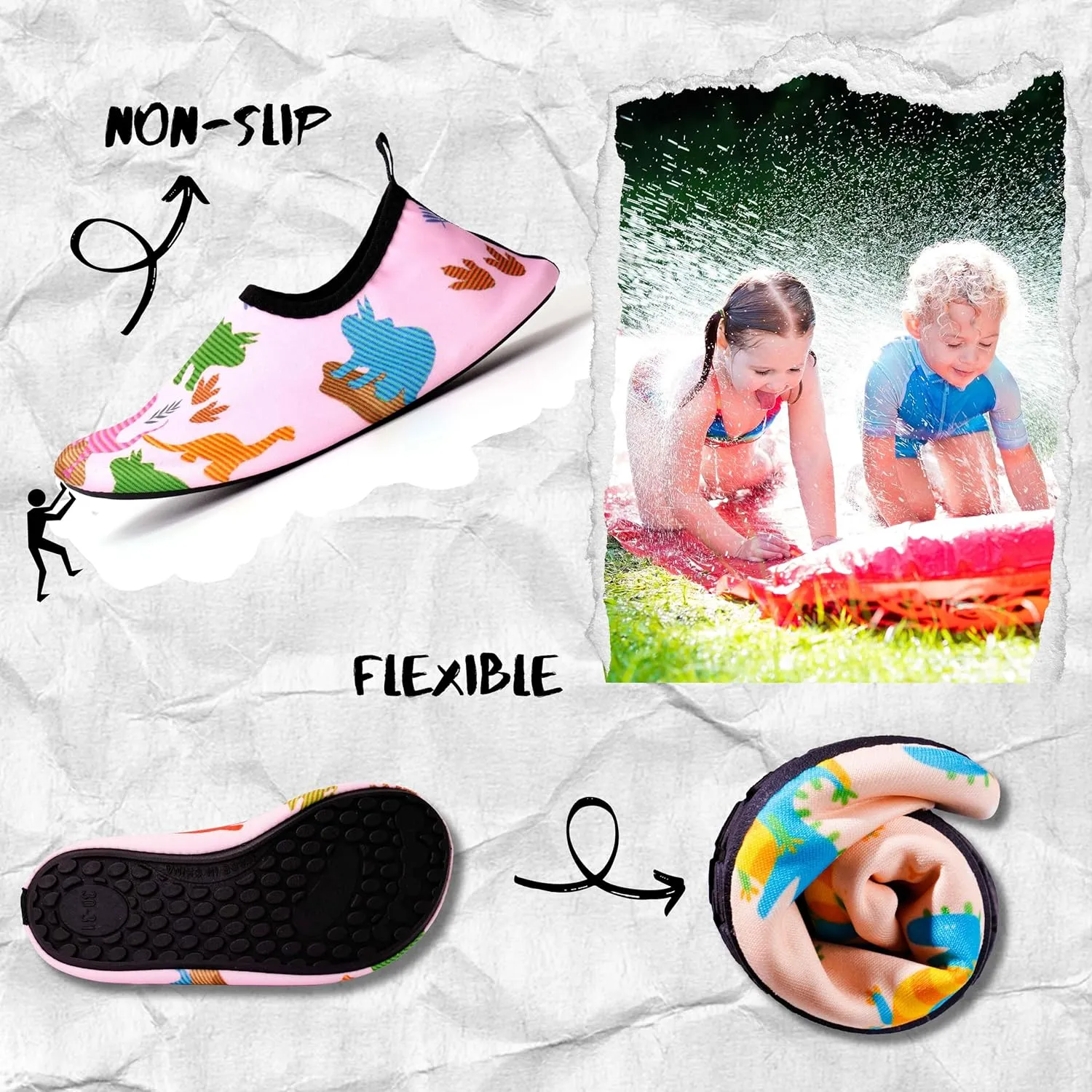 Girls Cartoon Print Quick-Drying Water Shoes for Girls - Non-Slip and Breathable for Swimming, Sports, and Yoga